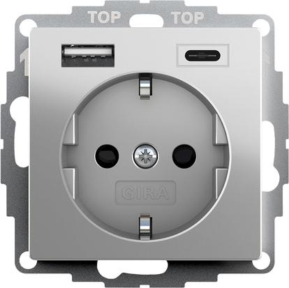 Розетка з USB 2-гн тип A/C System 55, сталь