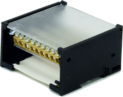 38005 38005 Distribution block 4 pole black 125A for 12 copper conductors - Зображення 1