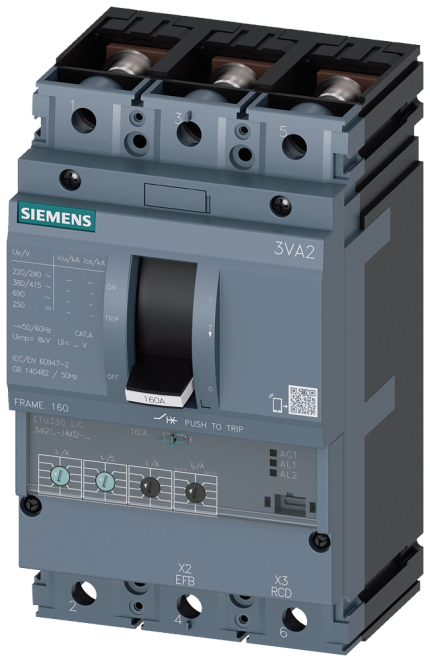 3VA2116-6HM32-0AA0 MCCB_IEC_FS160_160A_3P_85KA_ETU3...
