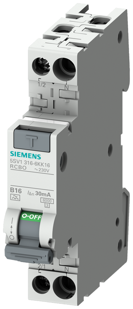 5SV1316-6GV06  RCBO A 5SV1 1+N 30mA B6 6kA GV