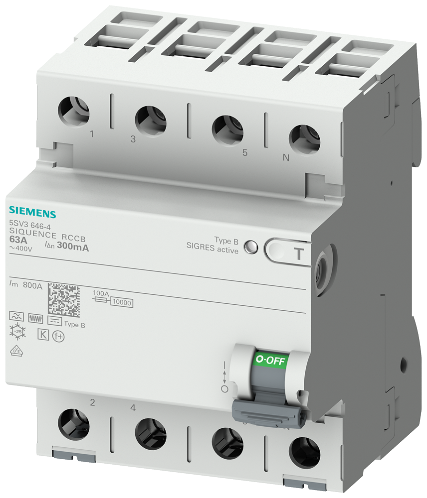 G_I202_XX_44269P 5SV3746-5 RCCB TYPE B 63/4 500MA 4MW - Зображення 1