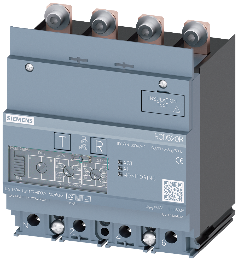 G_I202_XX_45171P 3VA9114-0RL21 RCD-MODULE RCD520B 4P I=160A U=1... - Зображення 1