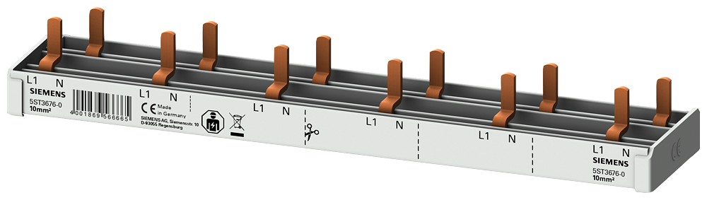 G_I202_XX_50035P 5ST3676-0 Pin Busbar 10mm2, 1p/N 6XAFD+6xC... - Зображення 1