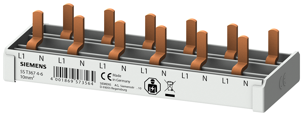 G_I202_XX_55121P 5ST3674-6 Pin Busbar 10mm2, 1p/N 6xComp 6MW - Зображення 1