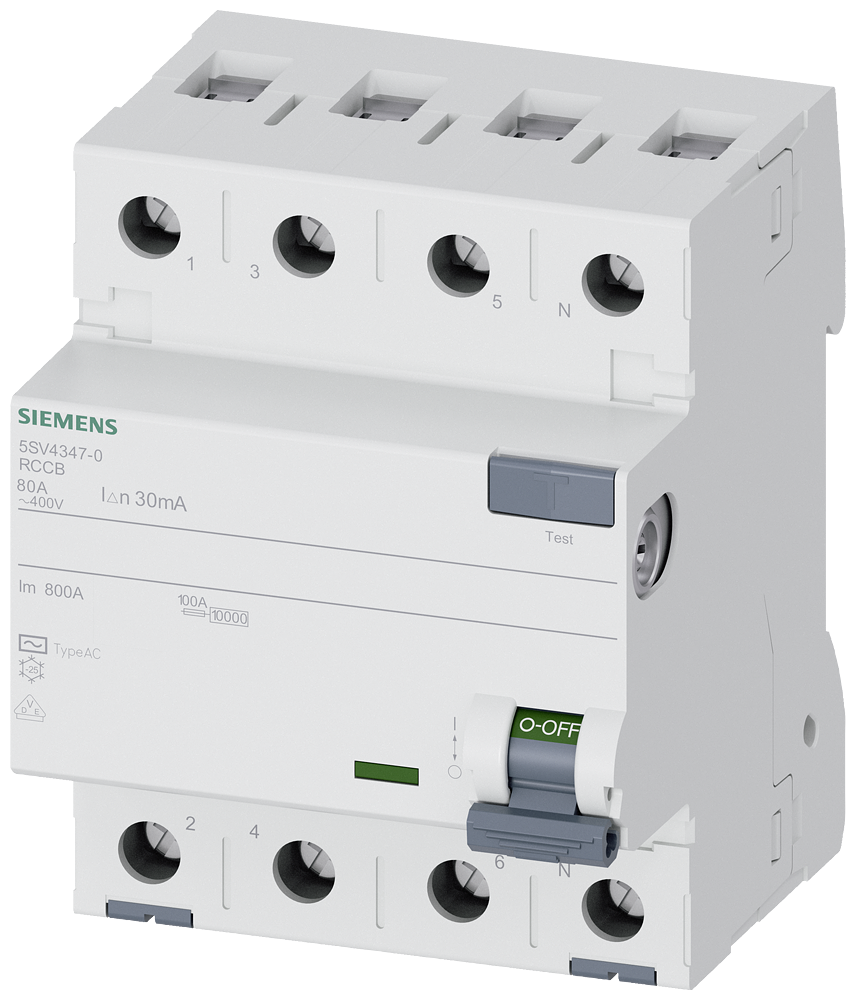 G_I202_XX_87280P 5SV4347-0 RCCB TYPE AC 80/4 30MA 4MW - Зображення 1