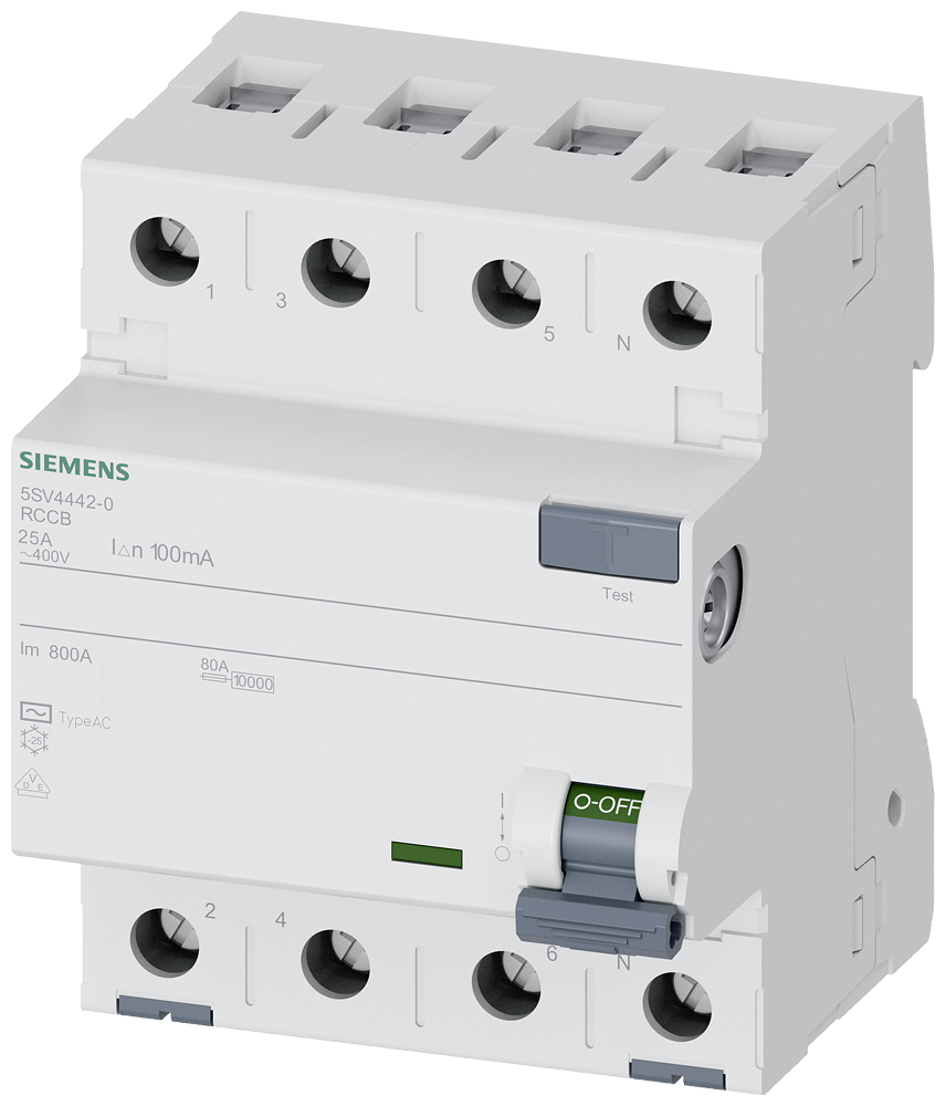 G_I202_XX_87310P 5SV4442-0 RCCB TYPE AC 25/4 100MA 4MW - Зображення 1