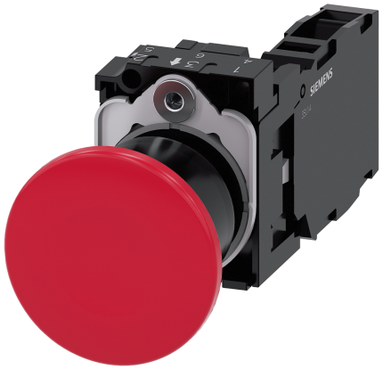 3SU1100-1BA20-1FA0 Mushroom pushbutton, 40mm, red