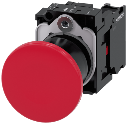 3SU1100-1BA20-1CA0 Mushroom pushbutton, 40mm, red